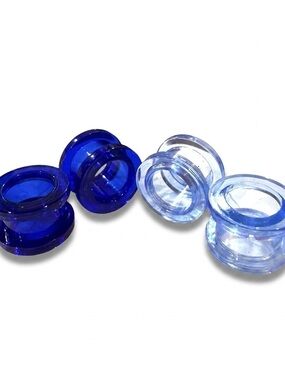 Set of 2 Pairs 1/2” Acrylic Ear Gauges Plugs Screw on Tunnels - Lt Blue / Blue